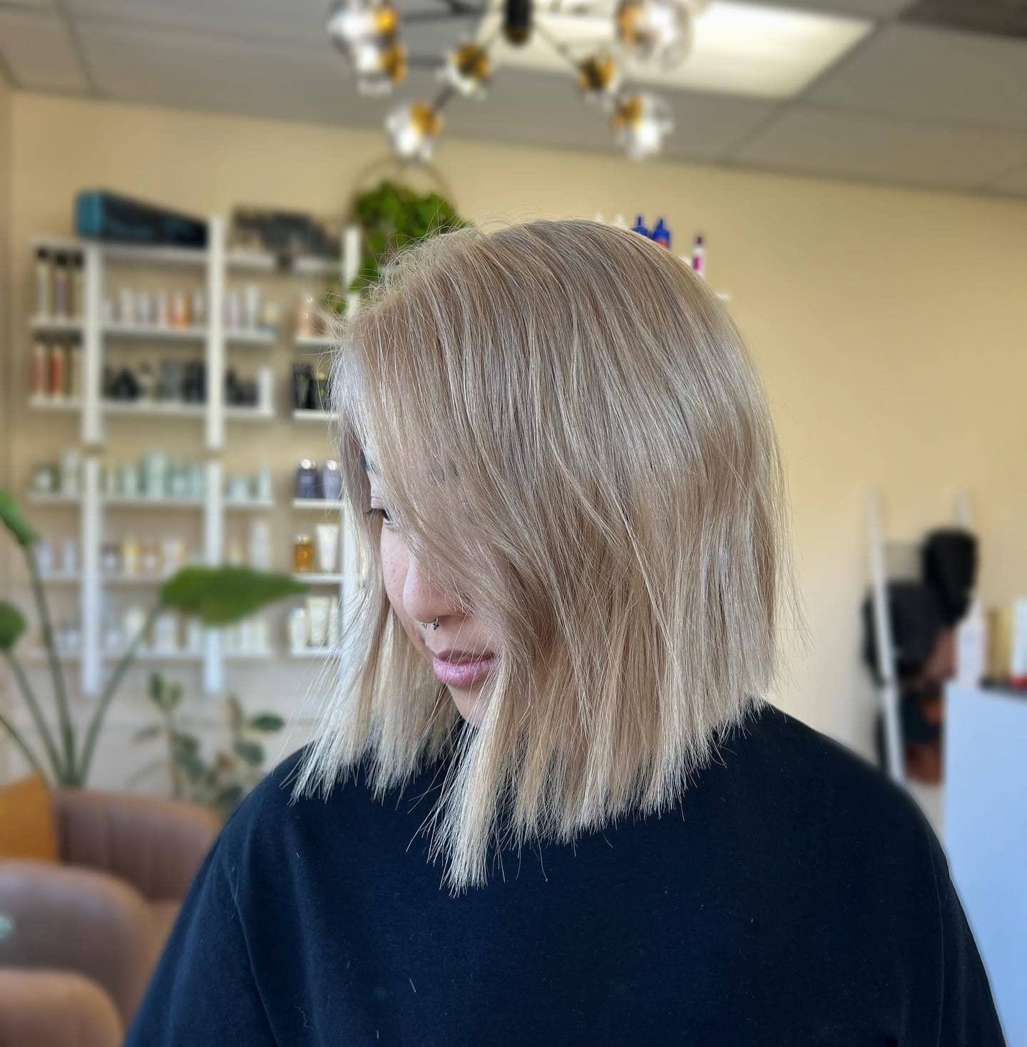 10. Short Chic Milk Tea Blonde Bob - Milk Tea Hair Color