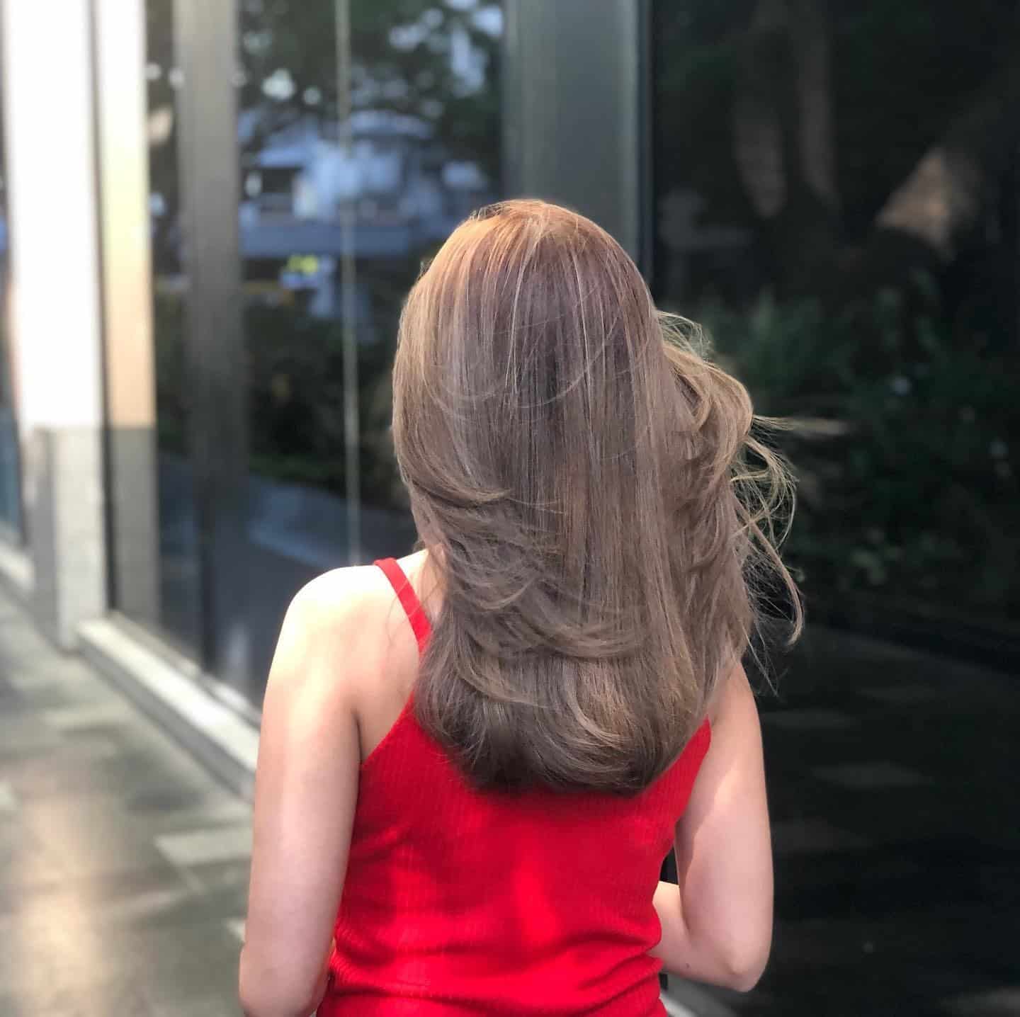 14. Smooth Layered Ash Milk Tea - Milk Tea Hair Color