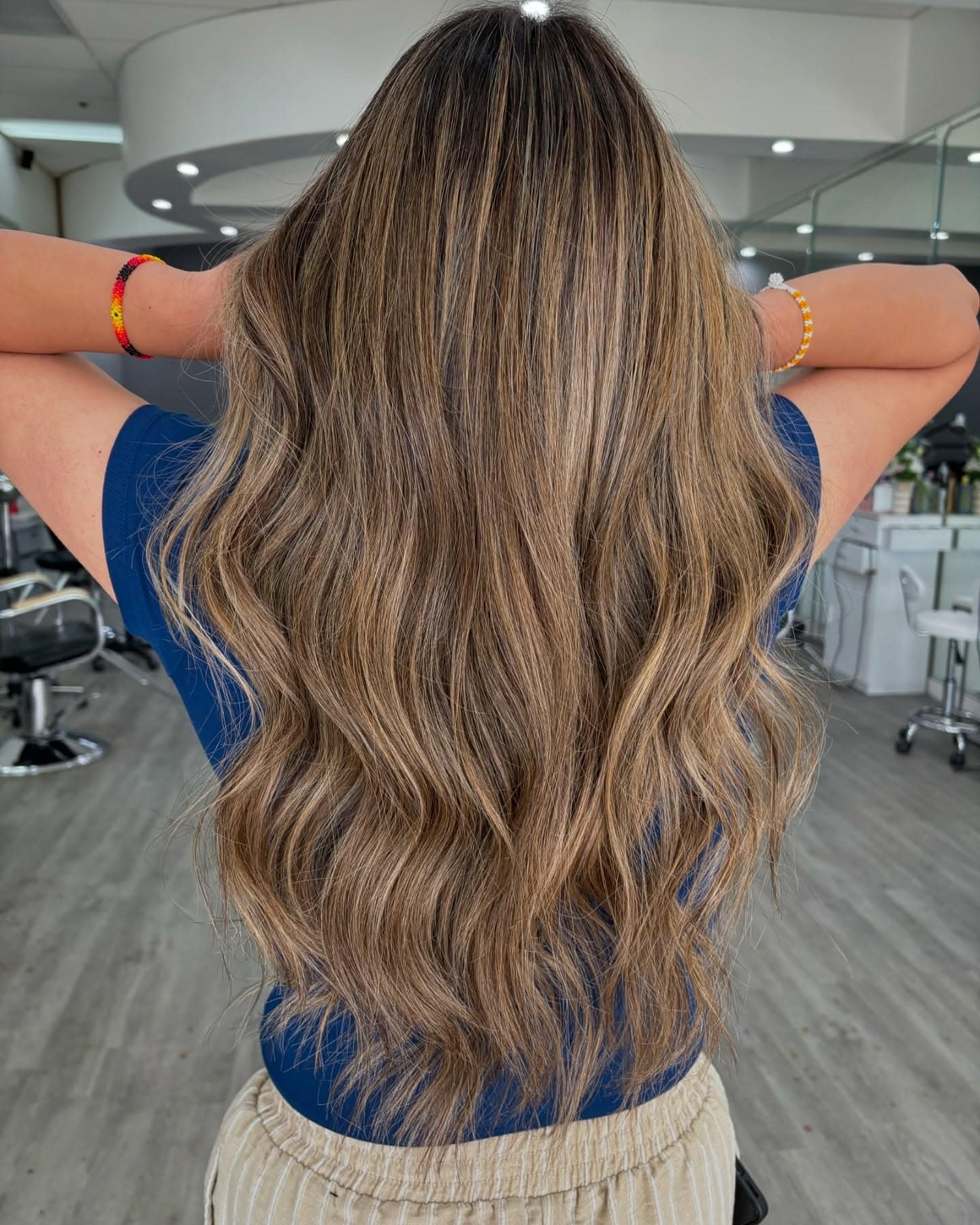 22. Golden Milk Tea Waves with Dimension - Milk Tea Hair Color