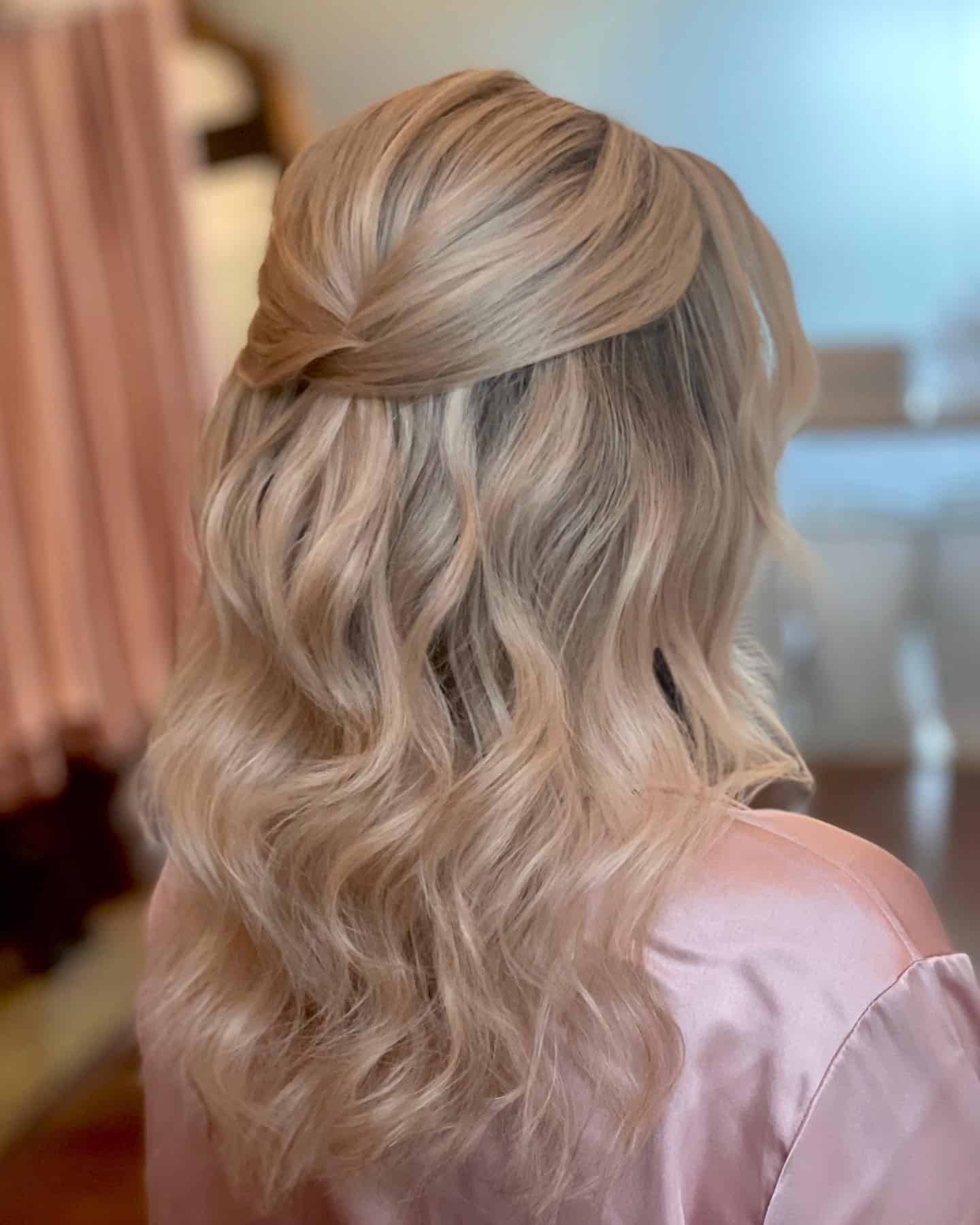 8. Blended Beige Waves with Half-Up Twist - Wavy Hairstyles