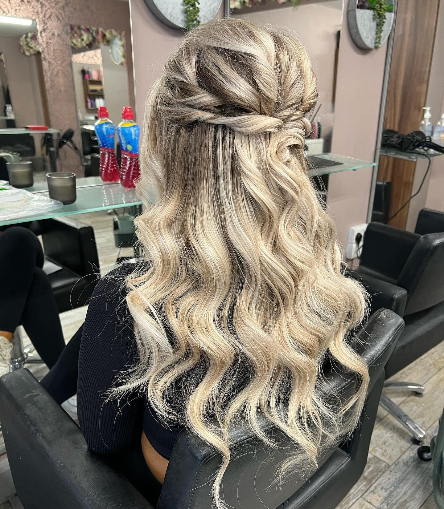 14. Twisted Half-Up Platinum Waves - Wavy Hairstyles