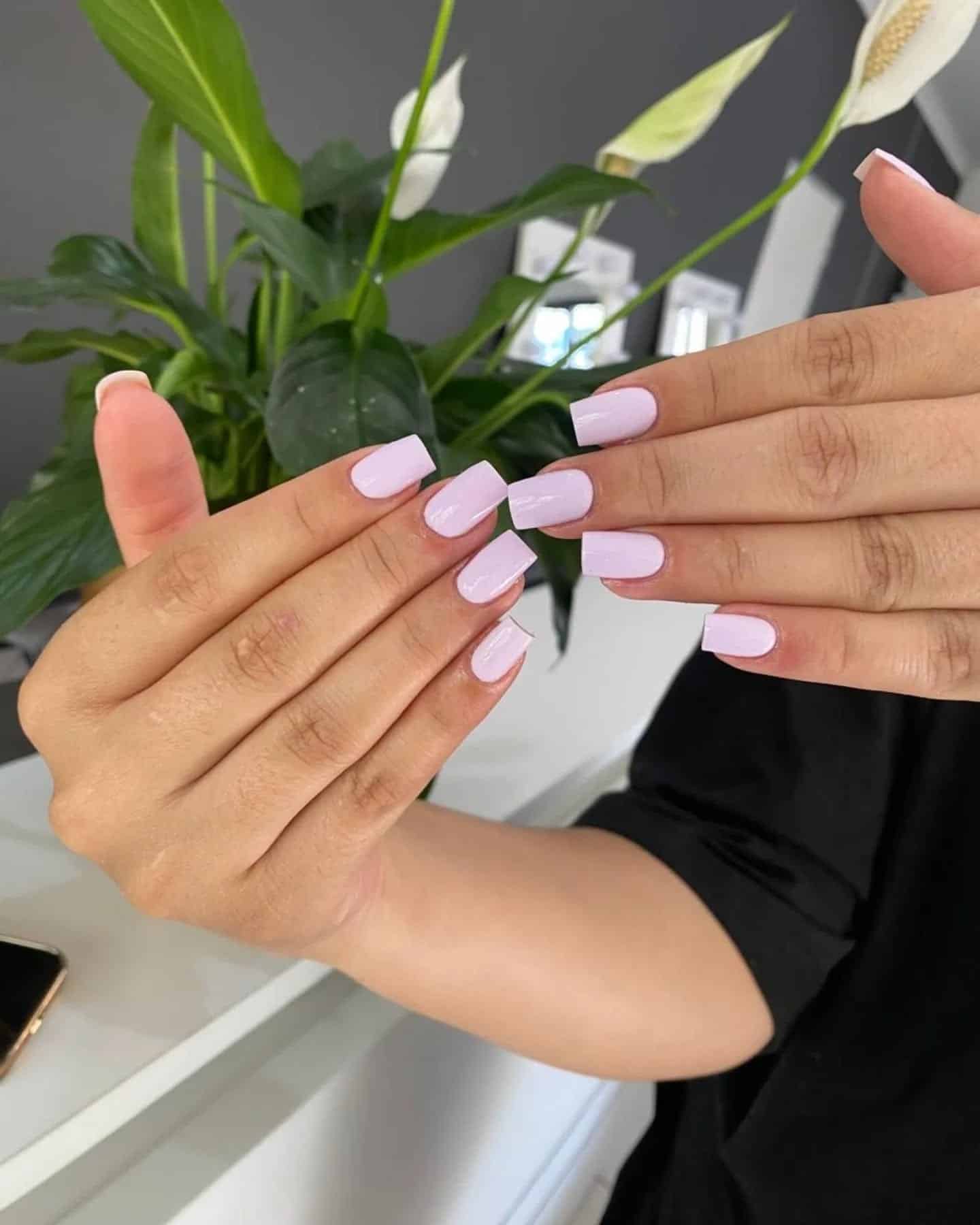 13. Glossy Lilac Square - simple short square nail ideas