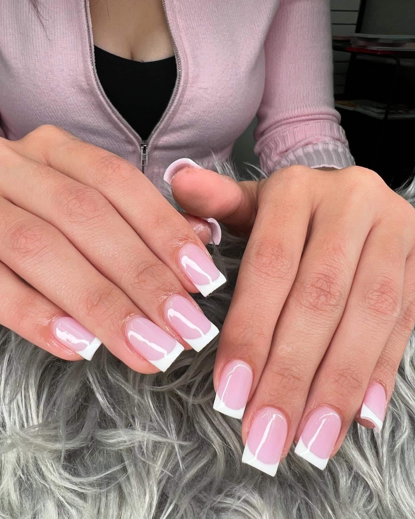 15. Modern French Square Nails - simple square nail ideas