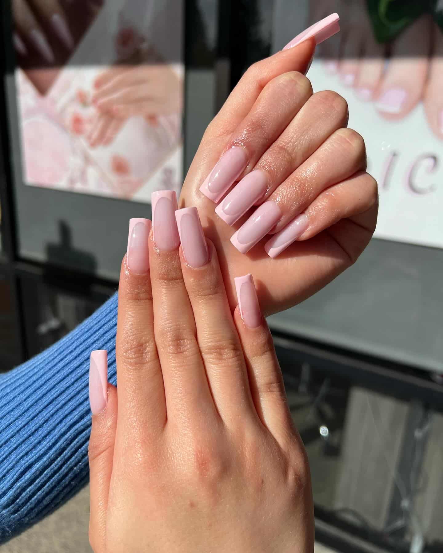 16. Blush Pink Square Nails - simple square nail ideas