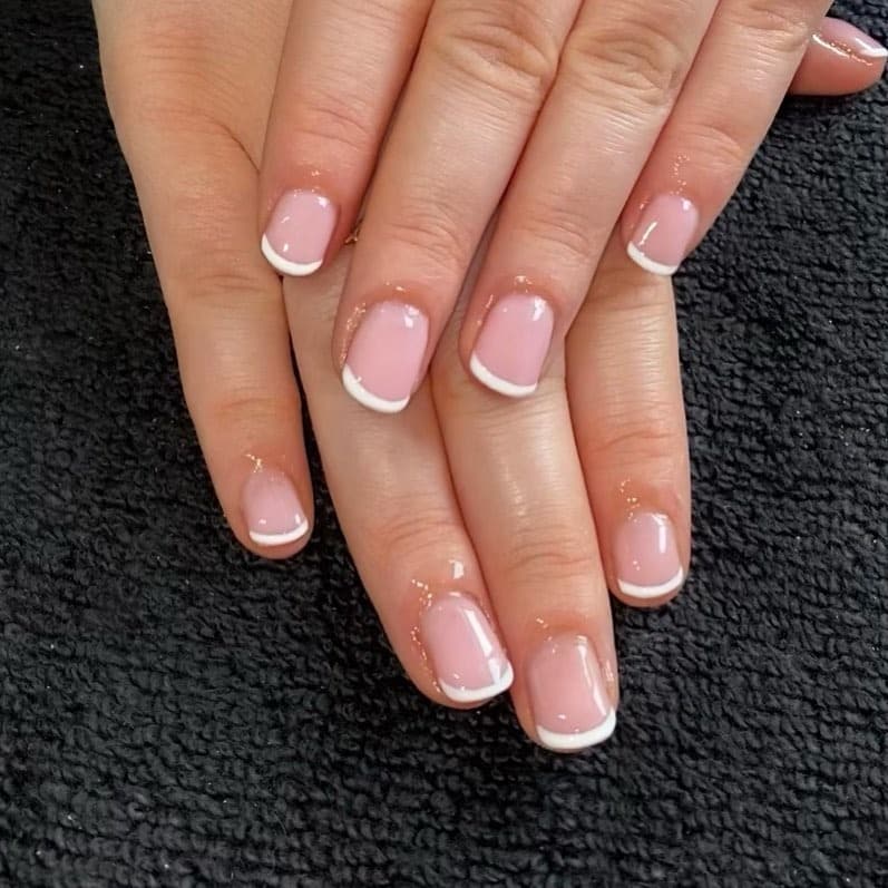18. Micro French Square Nails - simple square nail ideas