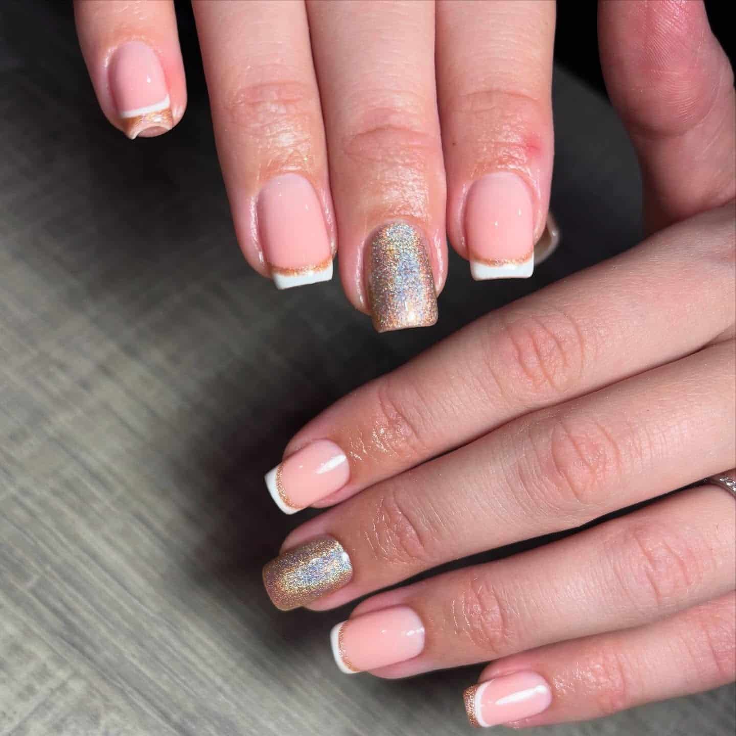 22. Glitter Accent Square Nails - simple square nail ideas