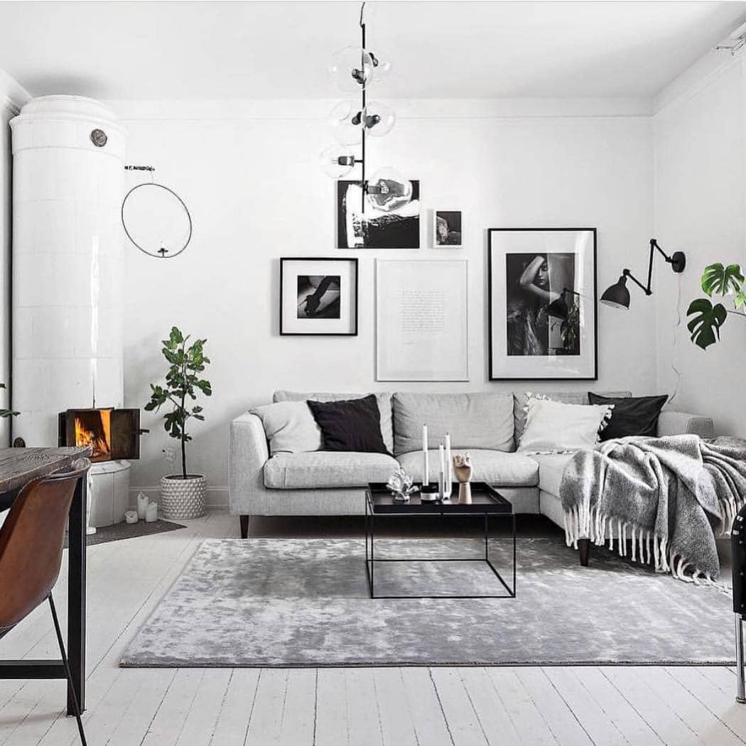 12. Scandinavian Simplicity in Black and White - masculine living room ideas