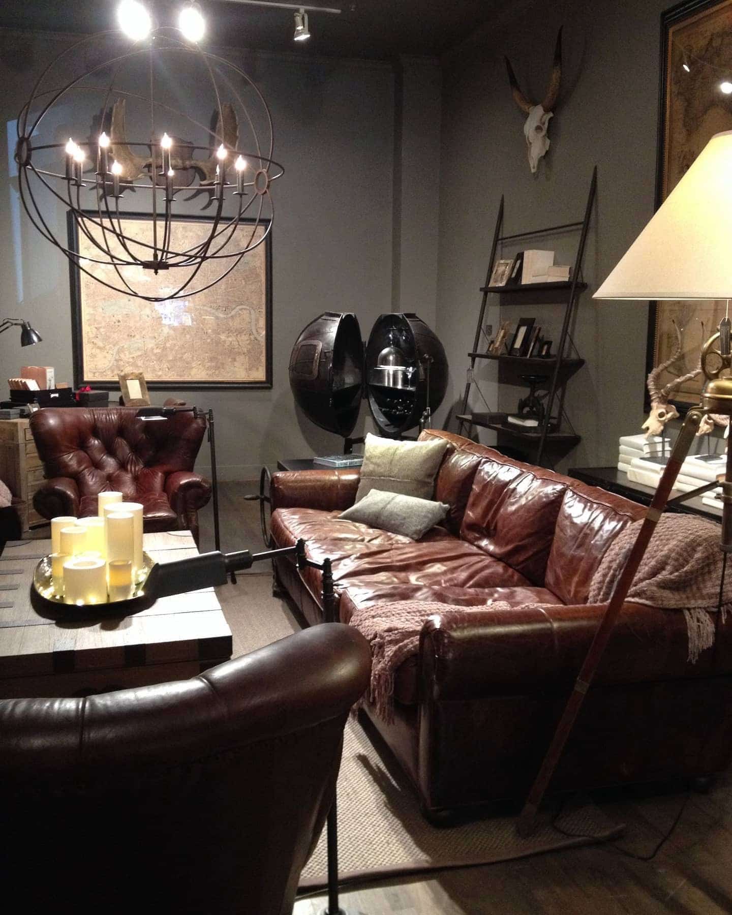 20. Industrial Masculine Ambience with Leather and Iron - masculine living room ideas