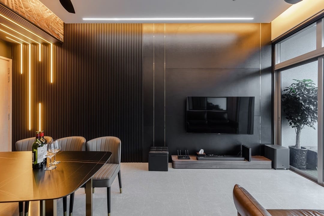 10. Sleek Modern with Black Accents - brown and black living room ideas