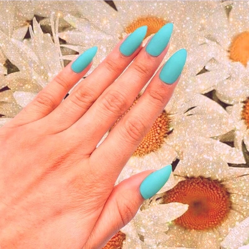 14. Matte Tiffany Blue Almond Nails - tiffany blue nail ideas