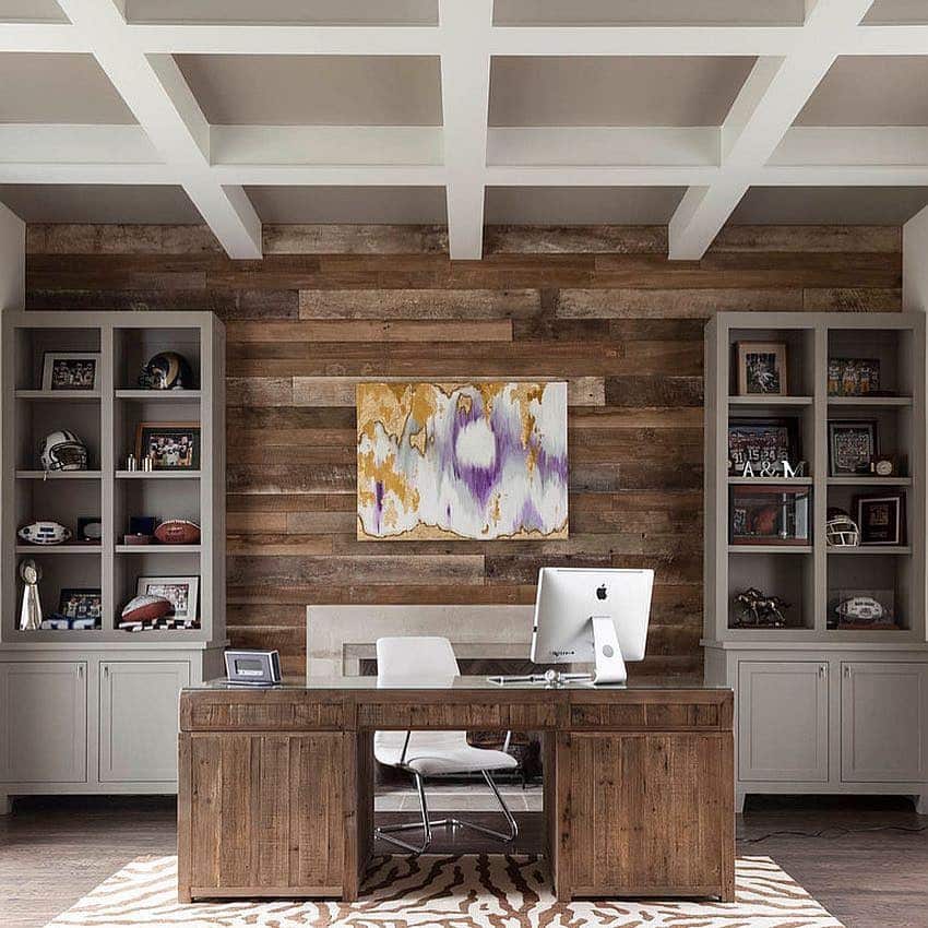 2. Refined Rustic with Earthy Wood Accents - rustic office ideas