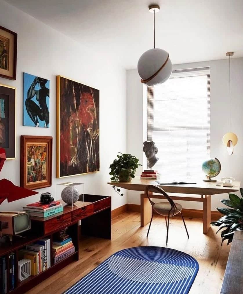 8. Eclectic Rustic with Artistic Flair - rustic office ideas