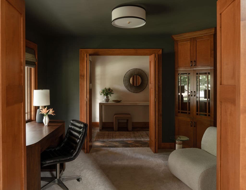 18. Craftsman-Inspired Rustic in Warm Wood and Charcoal Accents - rustic office ideas