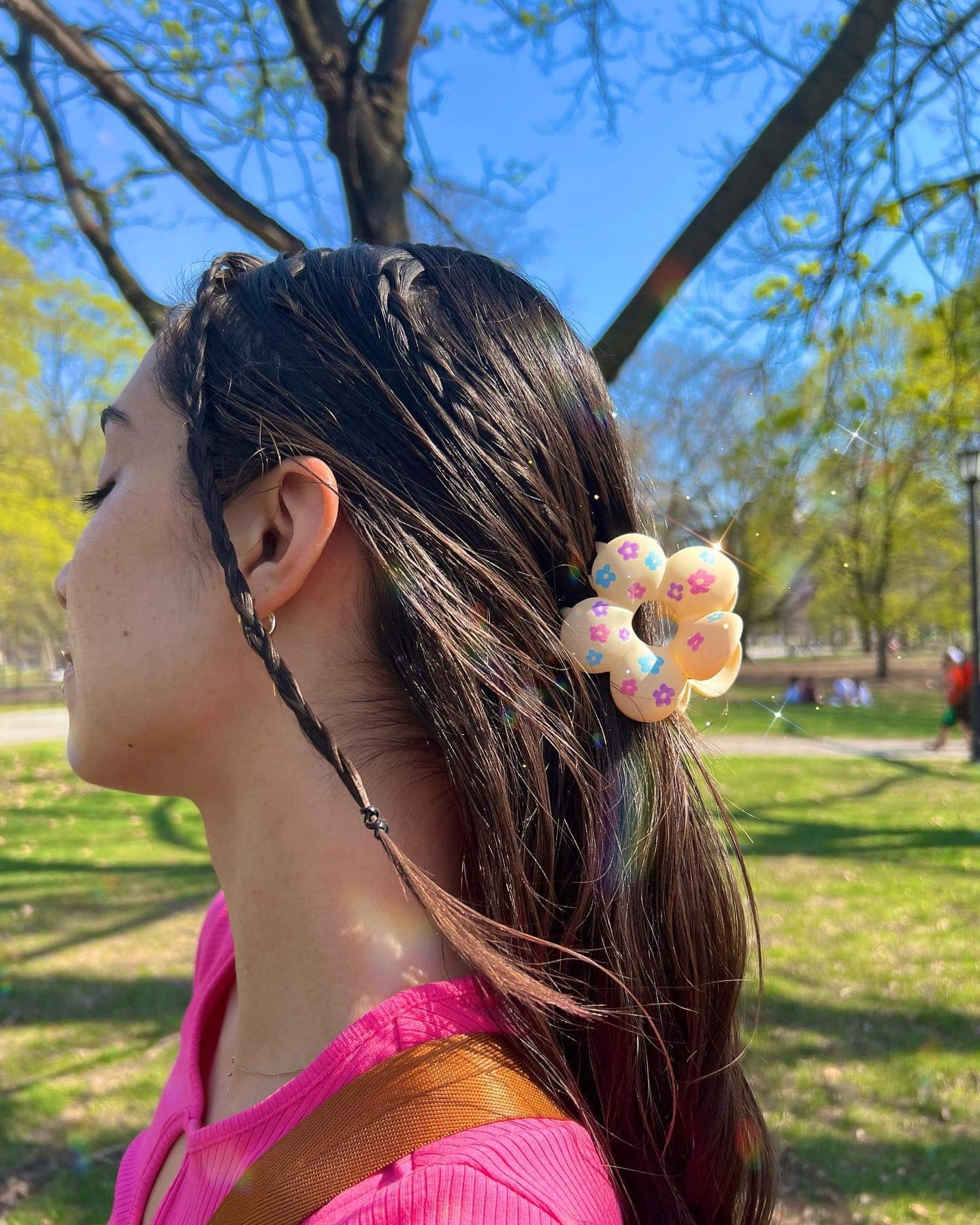 2. Twisted Half-Up with Floral Claw Clip on Dark Brown Hair - Claw Clip Hairstyles