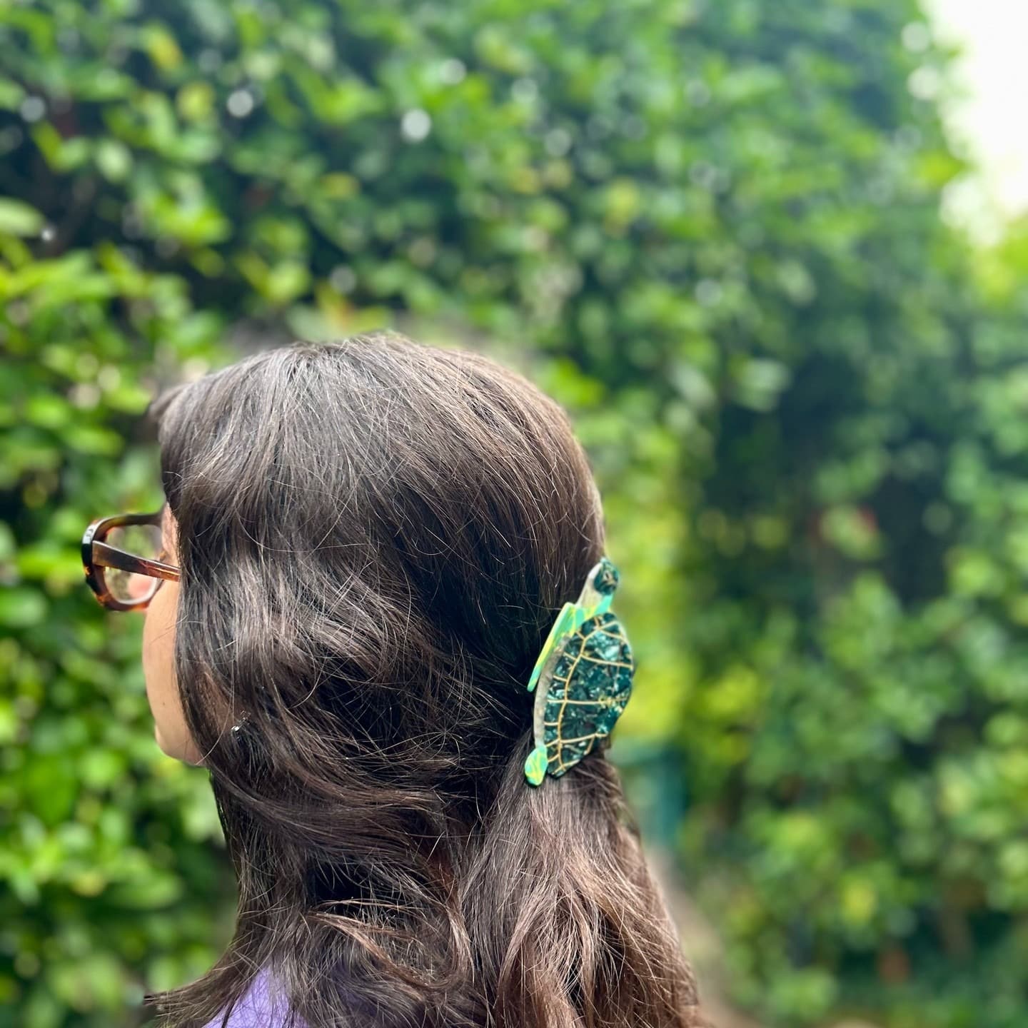 5. Half-Up with Turtle Claw Clip on Natural Brown Hair - Claw Clip Hairstyles