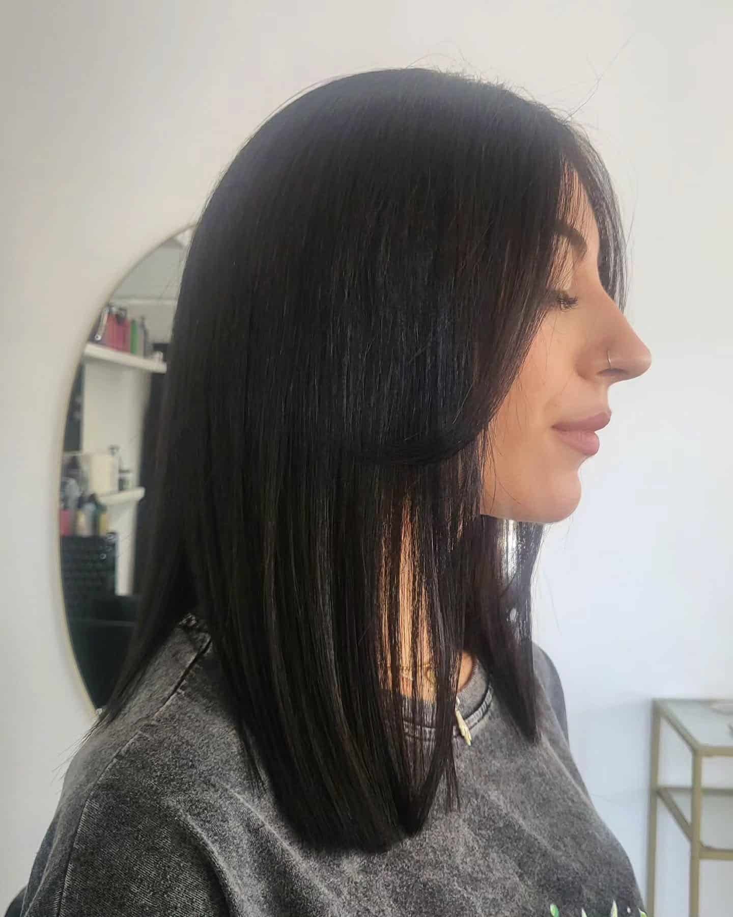 5. Glossy Dark Lob - Long Bob Hairstyles