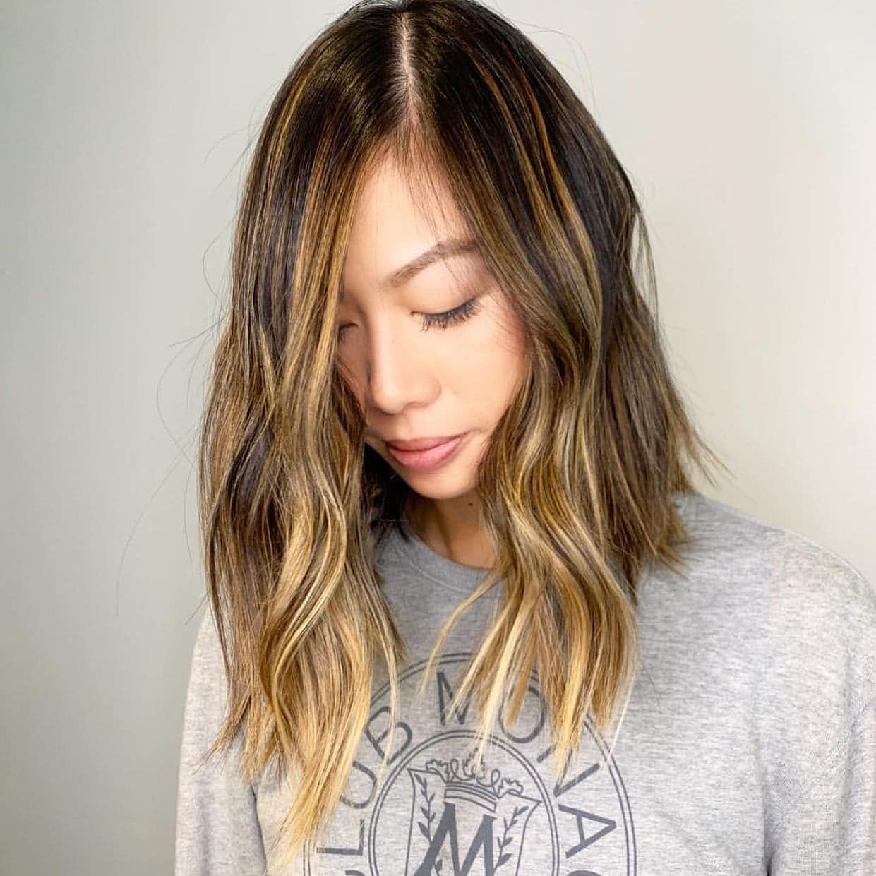 9. Dark Chocolate Lob with Balayage - Long Bob Hairstyles