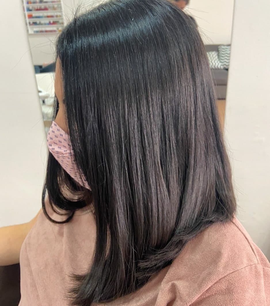 16. Midnight Black Layered Lob - Long Bob Hairstyles