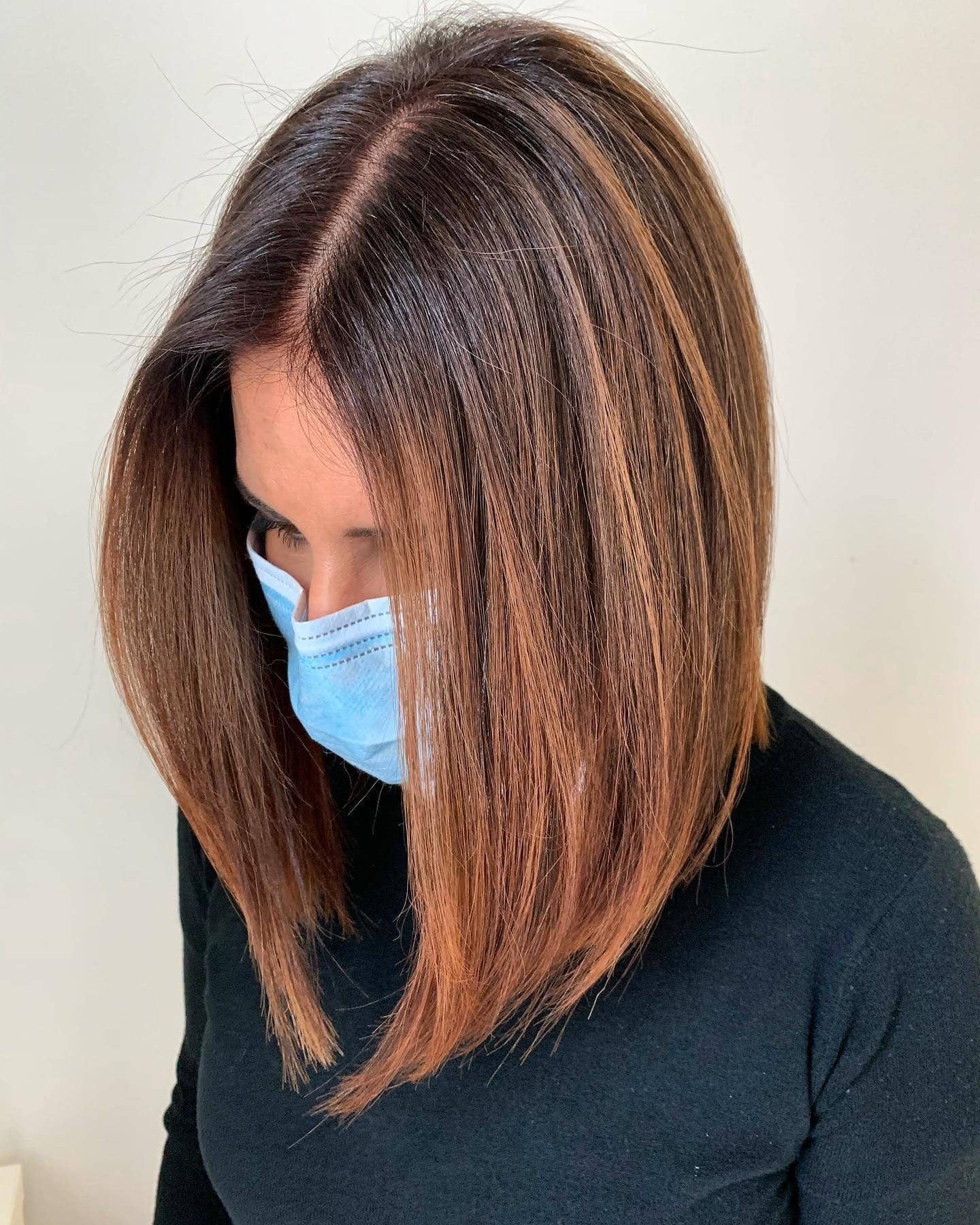 19. Chestnut Brown Balayage Lob - Long Bob Hairstyles