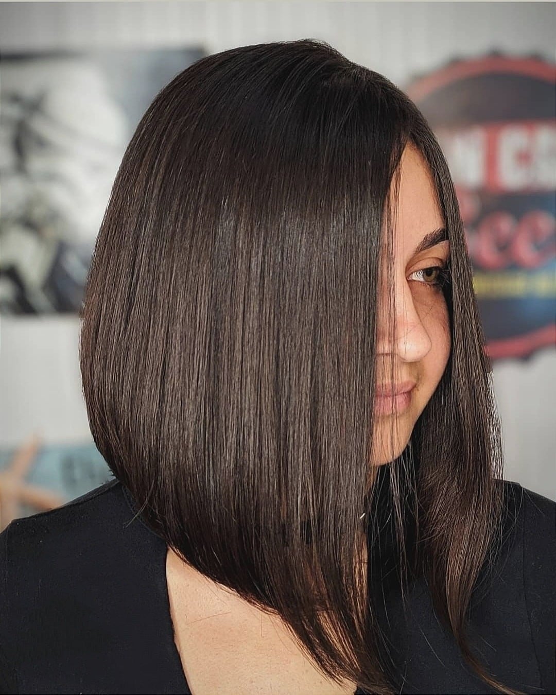 20. Angled Brunette Lob - Long Bob Hairstyles