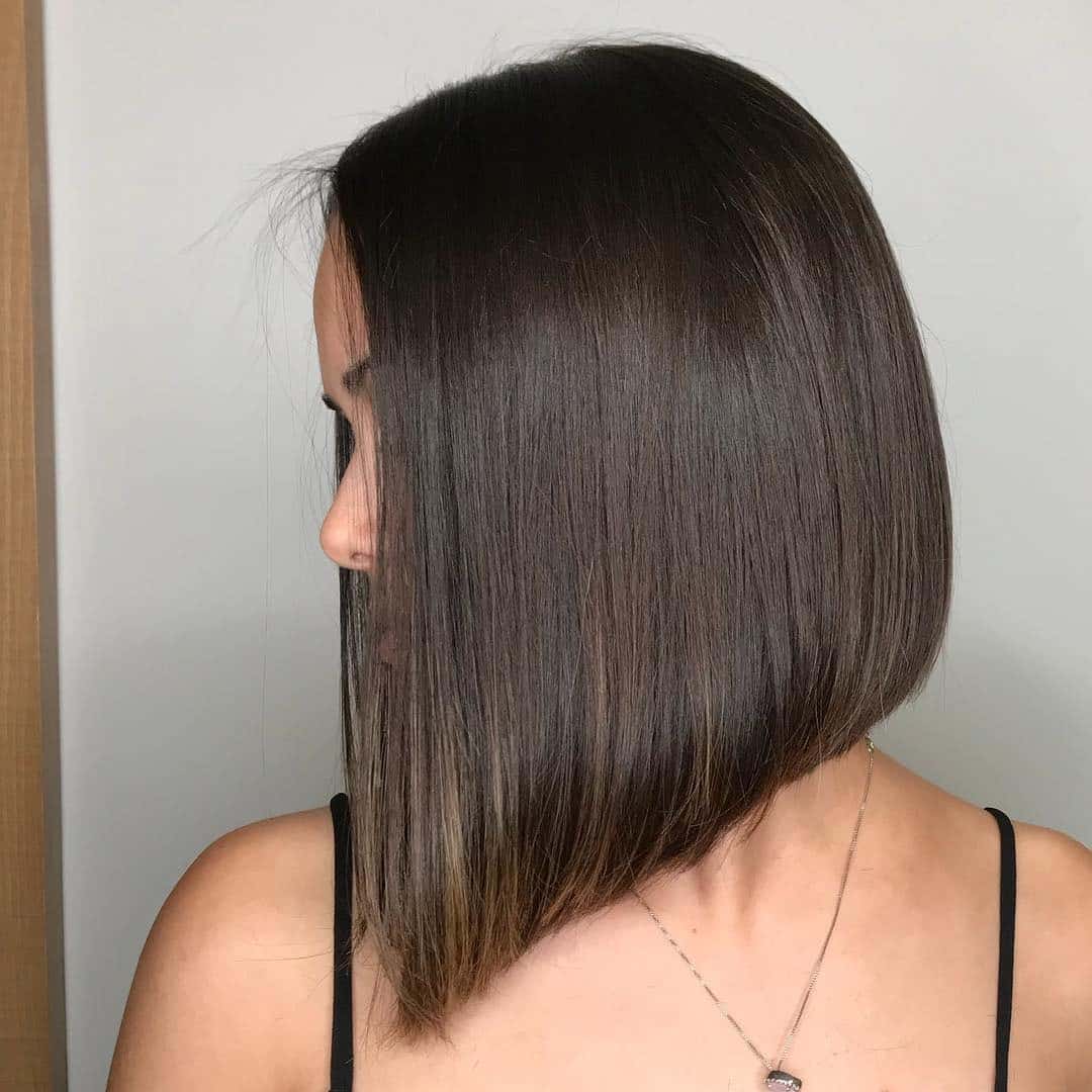 22. Angled Espresso Lob - Long Bob Hairstyles