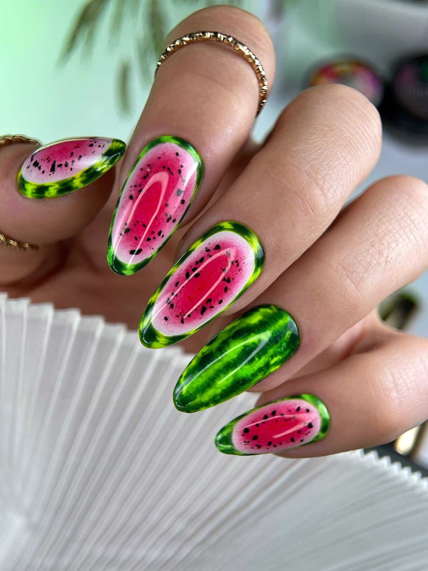 16. Hyper-Realistic Watermelon Design - watermelon nail ideas
