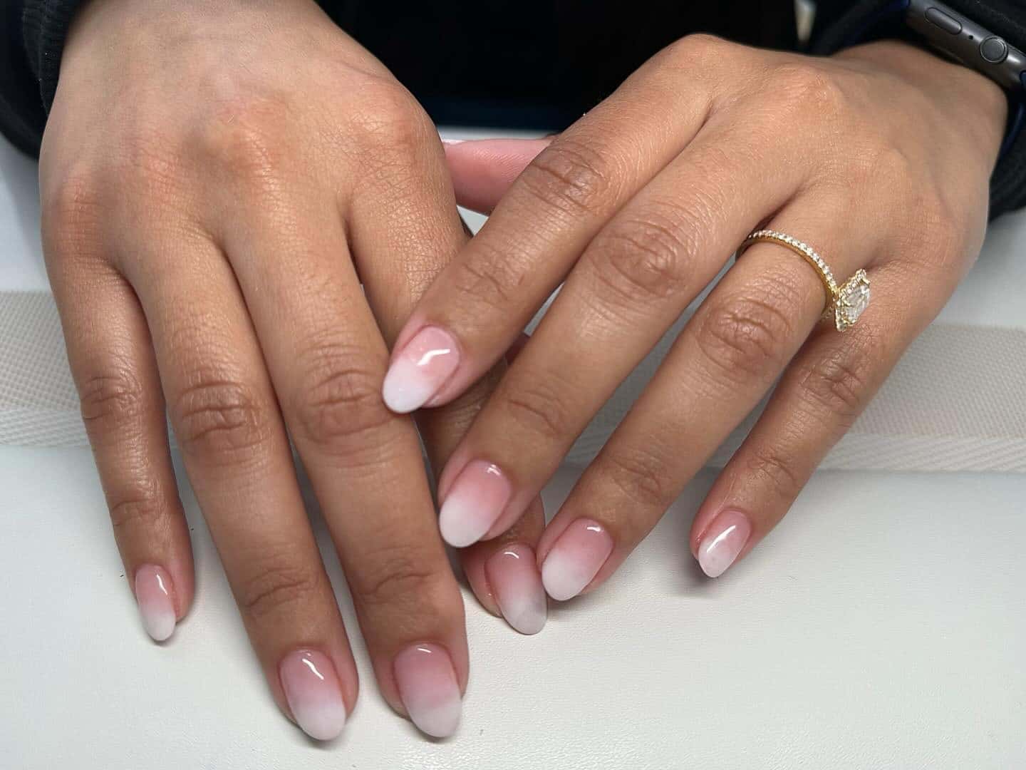 6. Short White Ombre with Gloss Finish - white ombre nail ideas