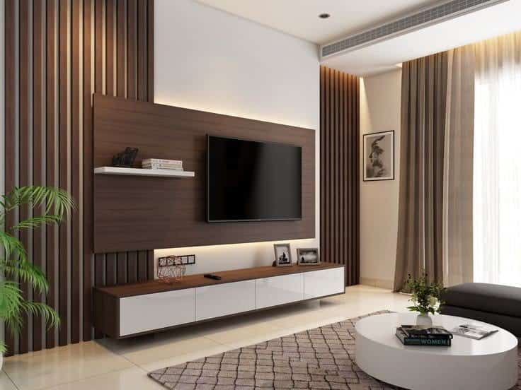 8. Warm Modern Lines - living room tv ideas