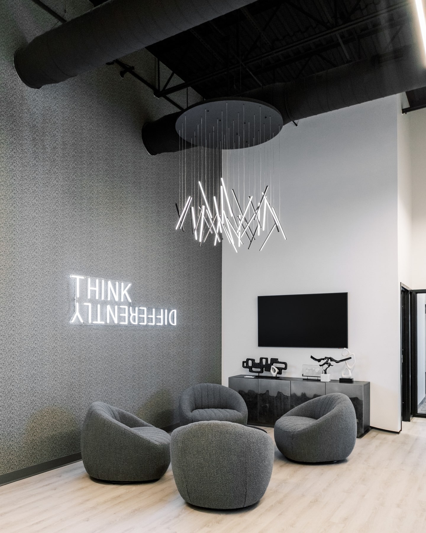 3. Contemporary Monochrome Collaboration - lounge office room ideas