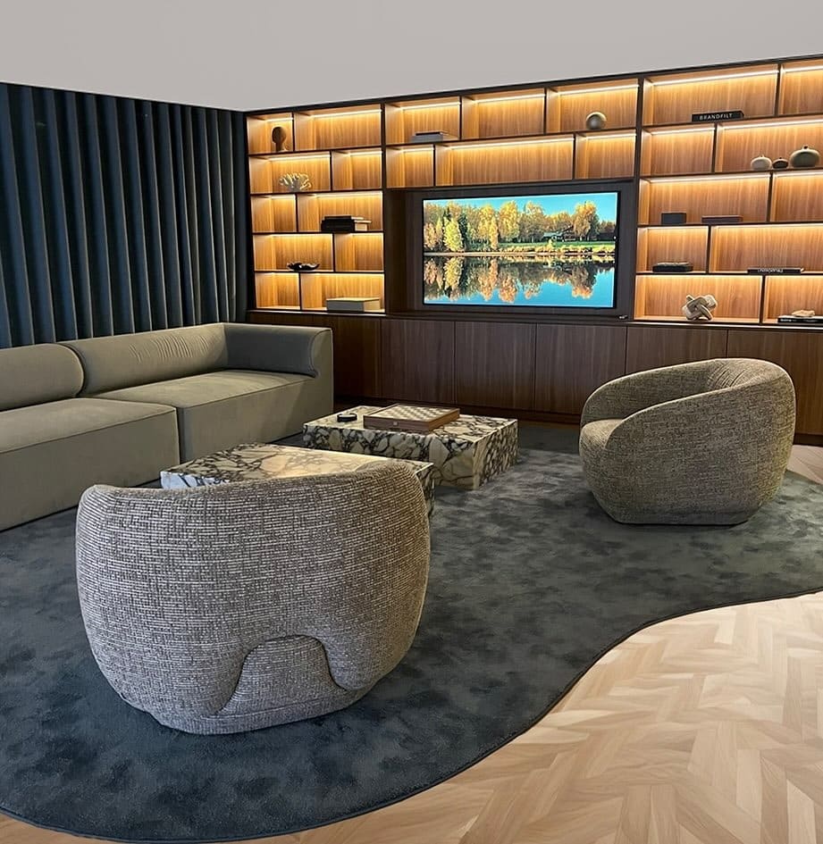 10. Soft Geometry with Textured Neutrals - lounge office room ideas