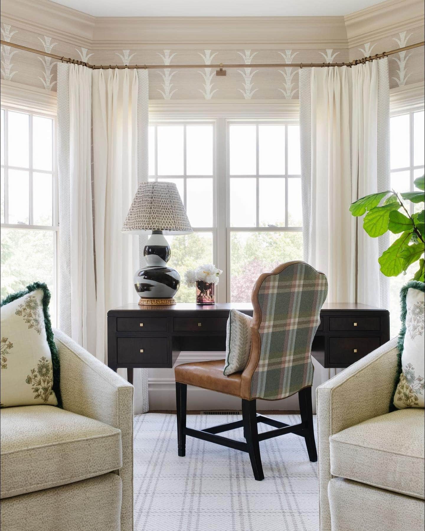 13. Classic Comfort with Pattern Play - lounge office room ideas