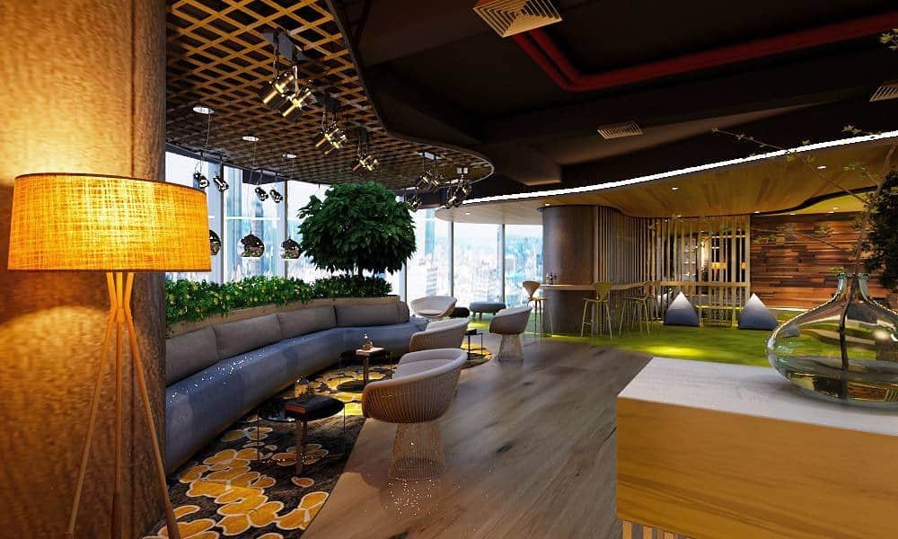 17. Nature-Inspired Contemporary - lounge office room ideas