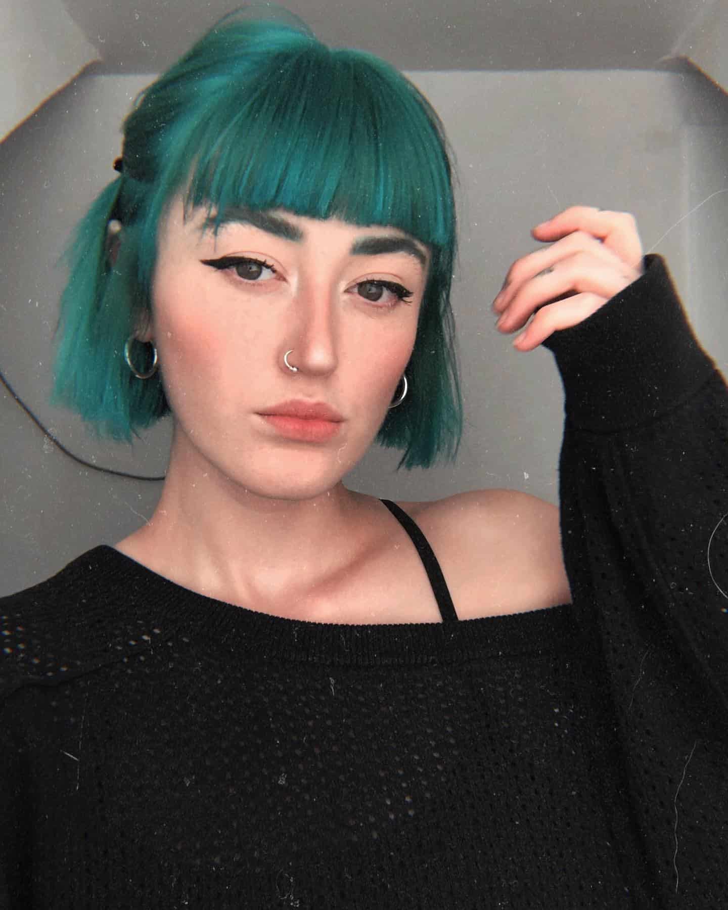1. Teal Bob with Blunt Bangs - Teal Hair Color