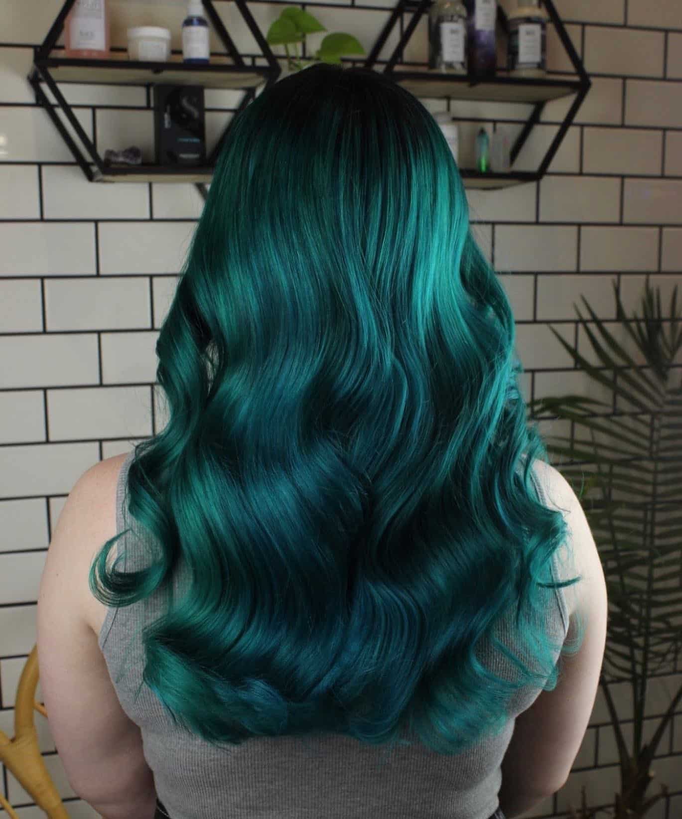 2. Long Teal Waves - Teal Hair Color