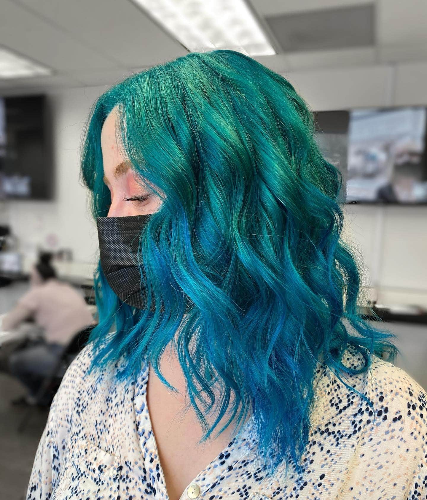 3. Textured Teal Lob - Teal Hair Color