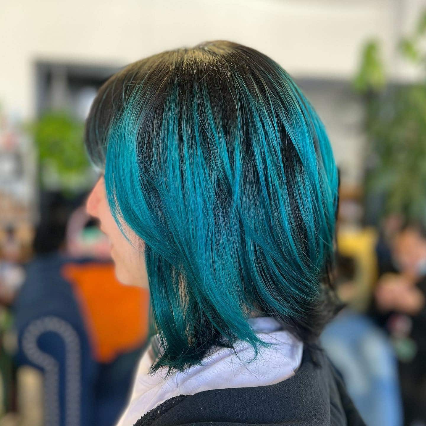 18. Modern Teal Shag - Teal Hair Color