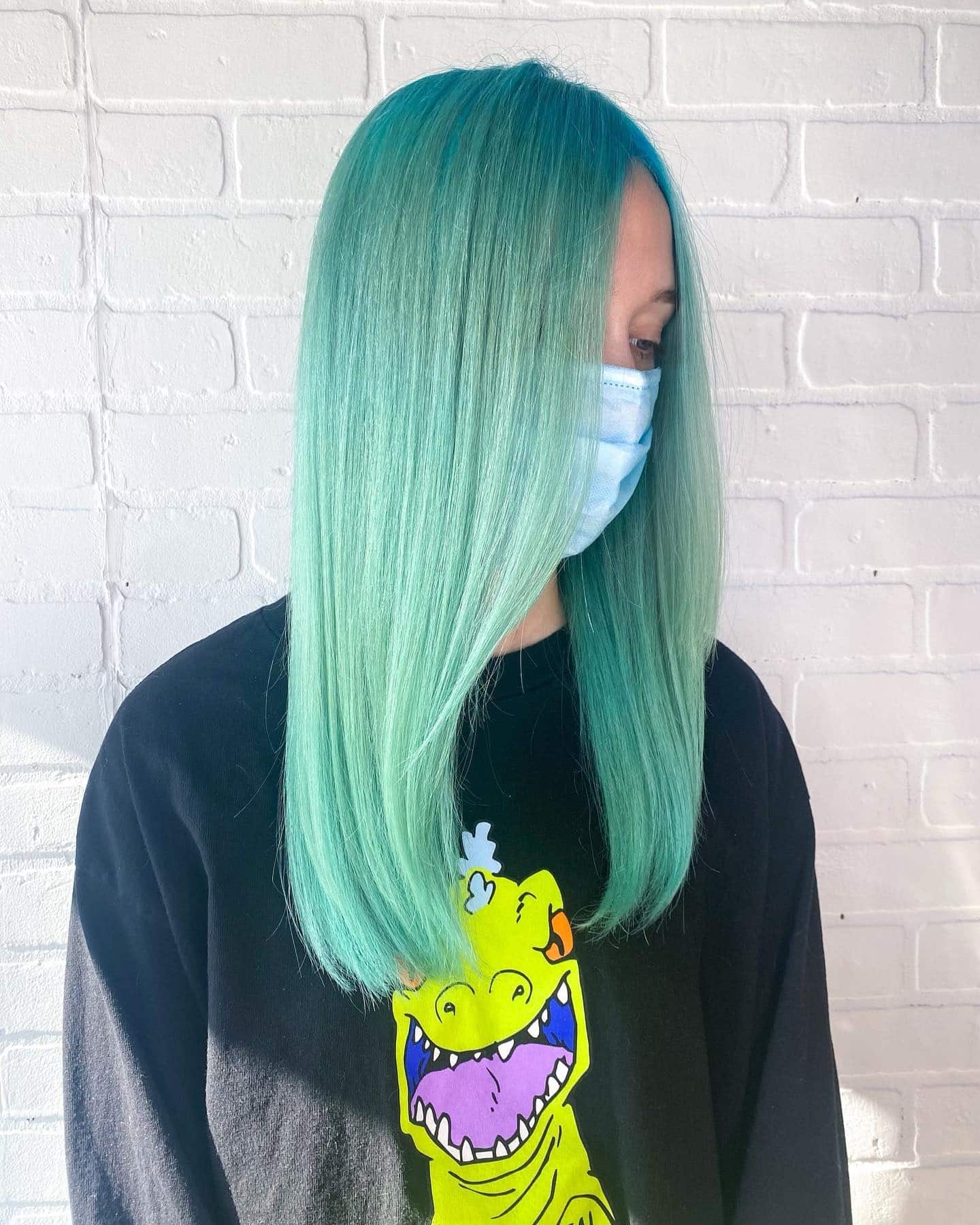 20. Teal Gradient Mid-Length - Teal Hair Color