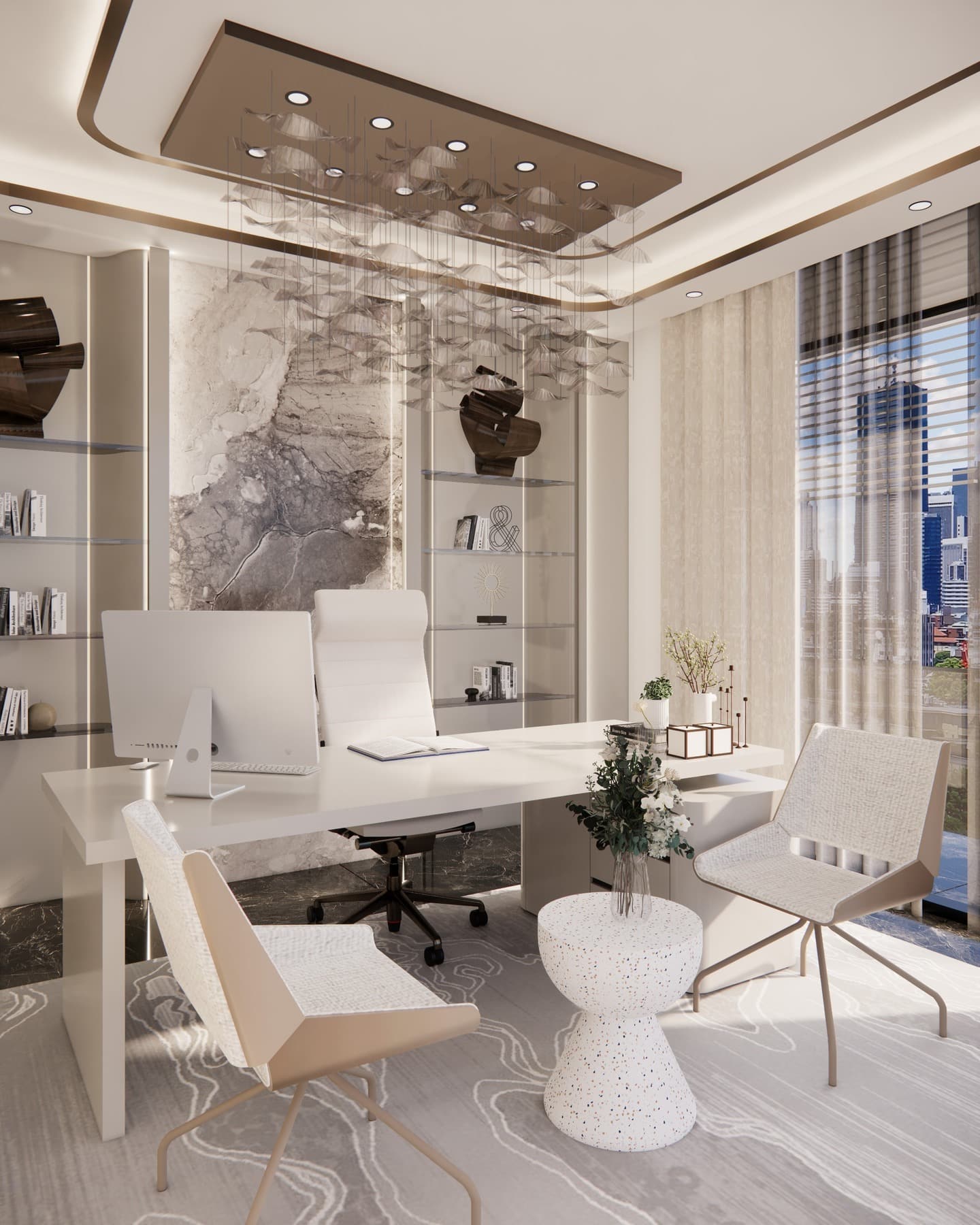 3. Sculpted Neutrals with Urban Refinement - office design ideas