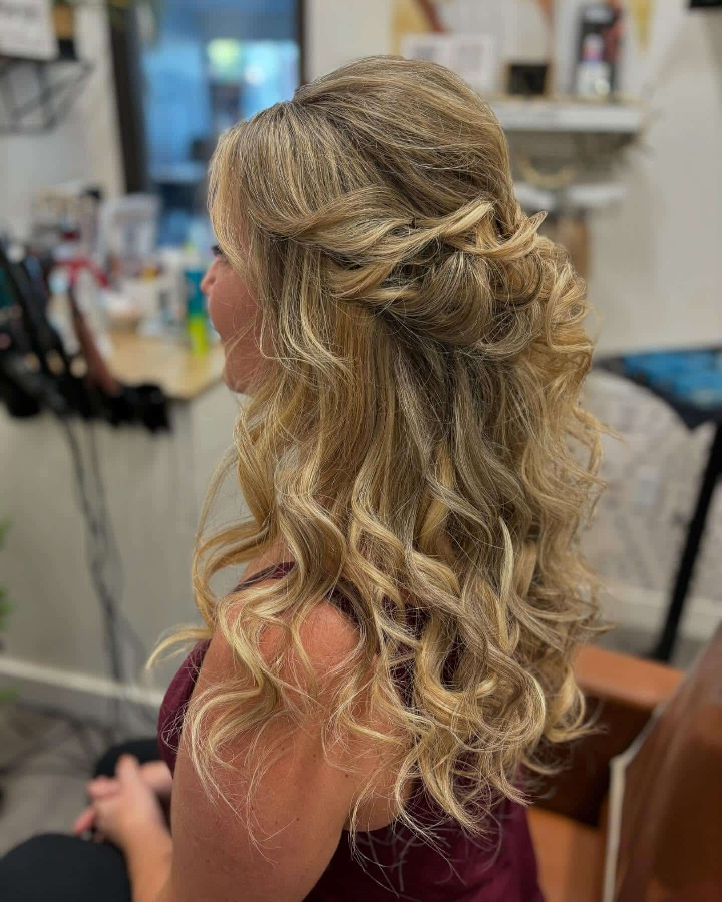 5. Twisted Half-Up with Golden Blonde Curls - Formal Hairstyles