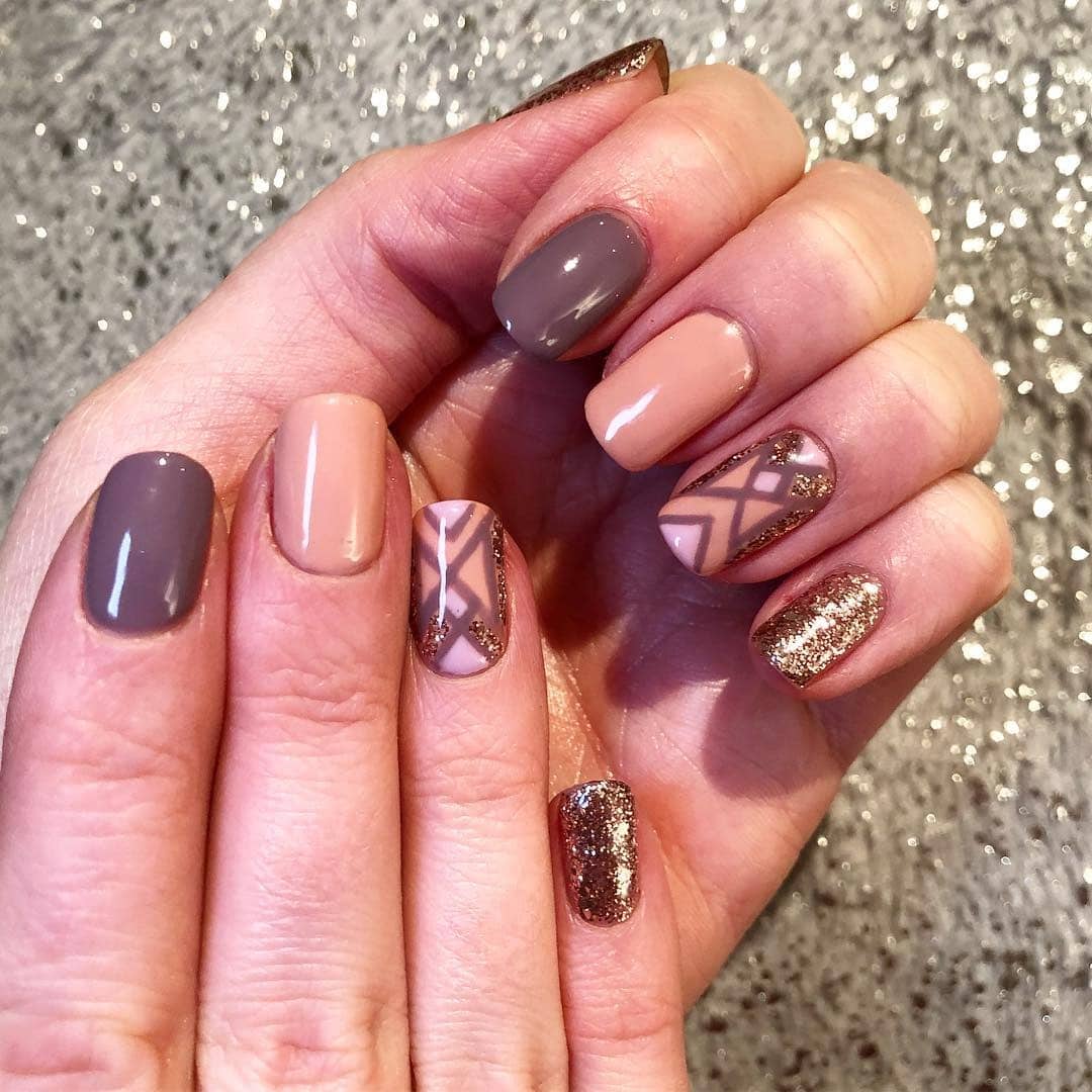 3. Rose Gold Geometry - accent nail ideas