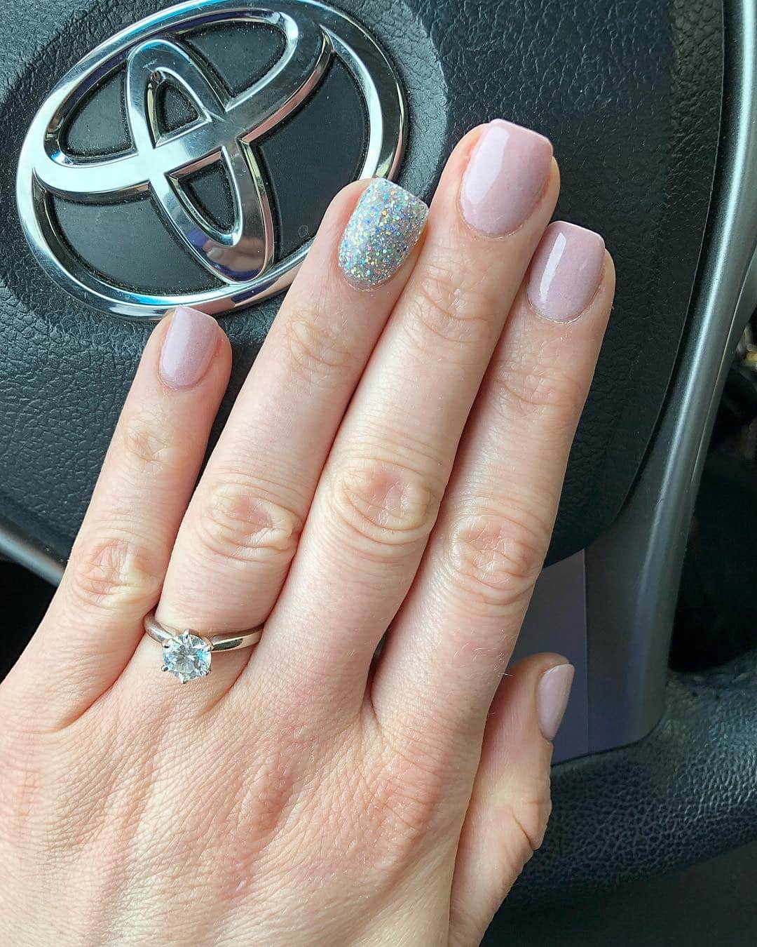 17. Dusty Rose with Glitter Glow - accent nail ideas