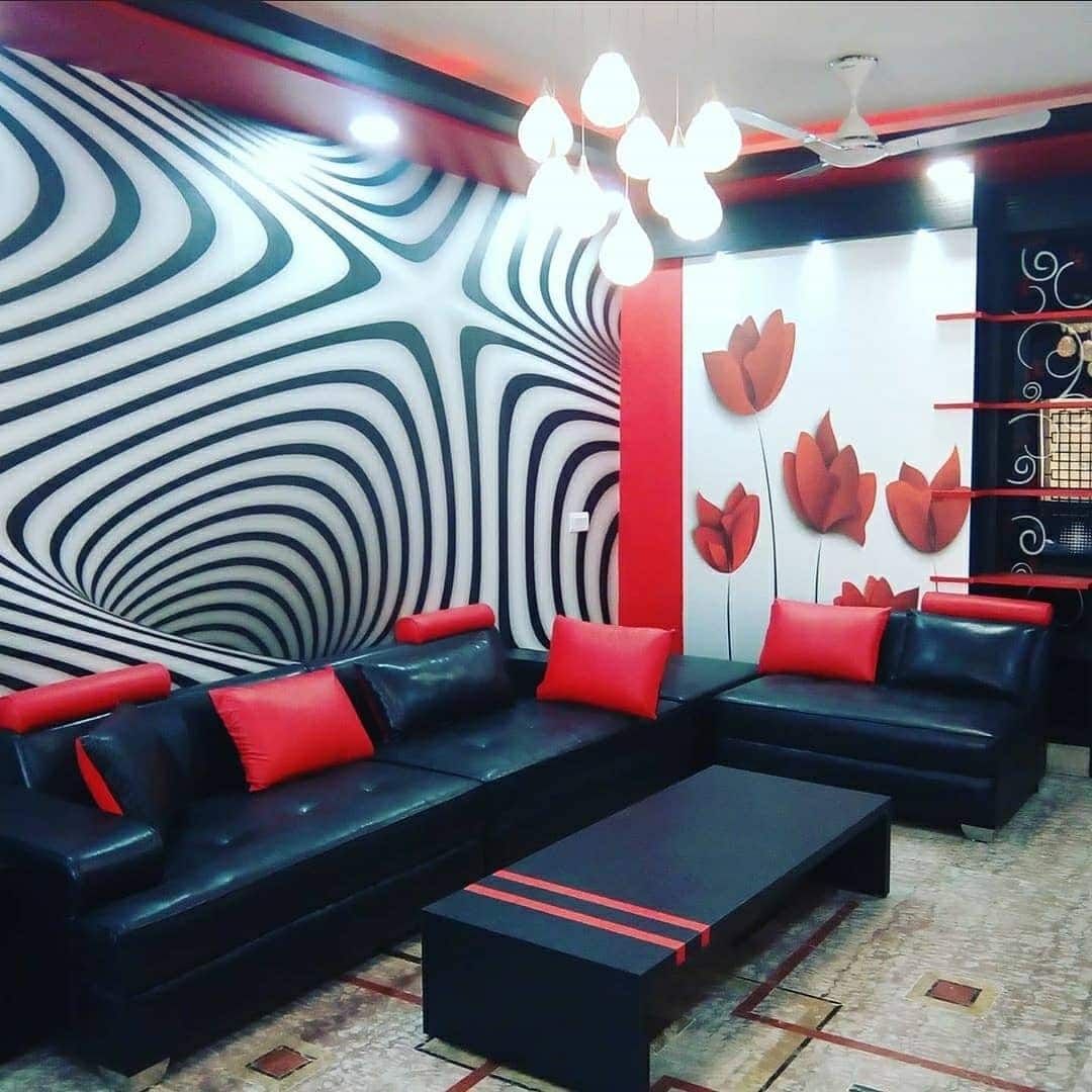 3. Graphic Drama - red and black living room ideas