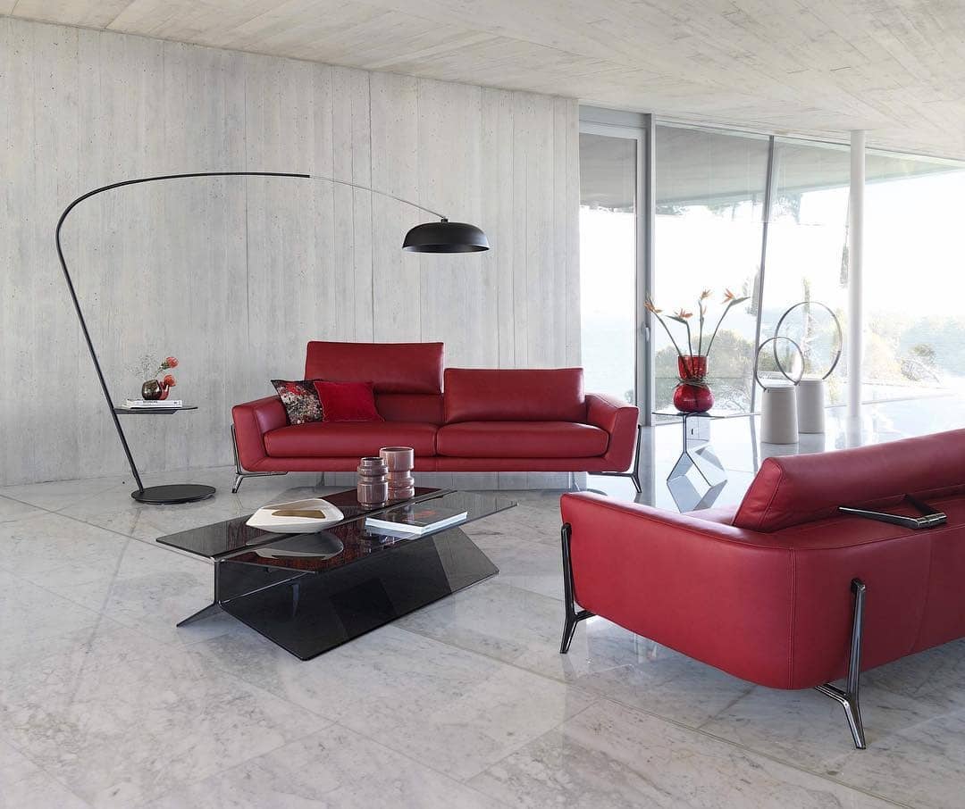 12. Sleek Modern Comfort - red and black living room ideas