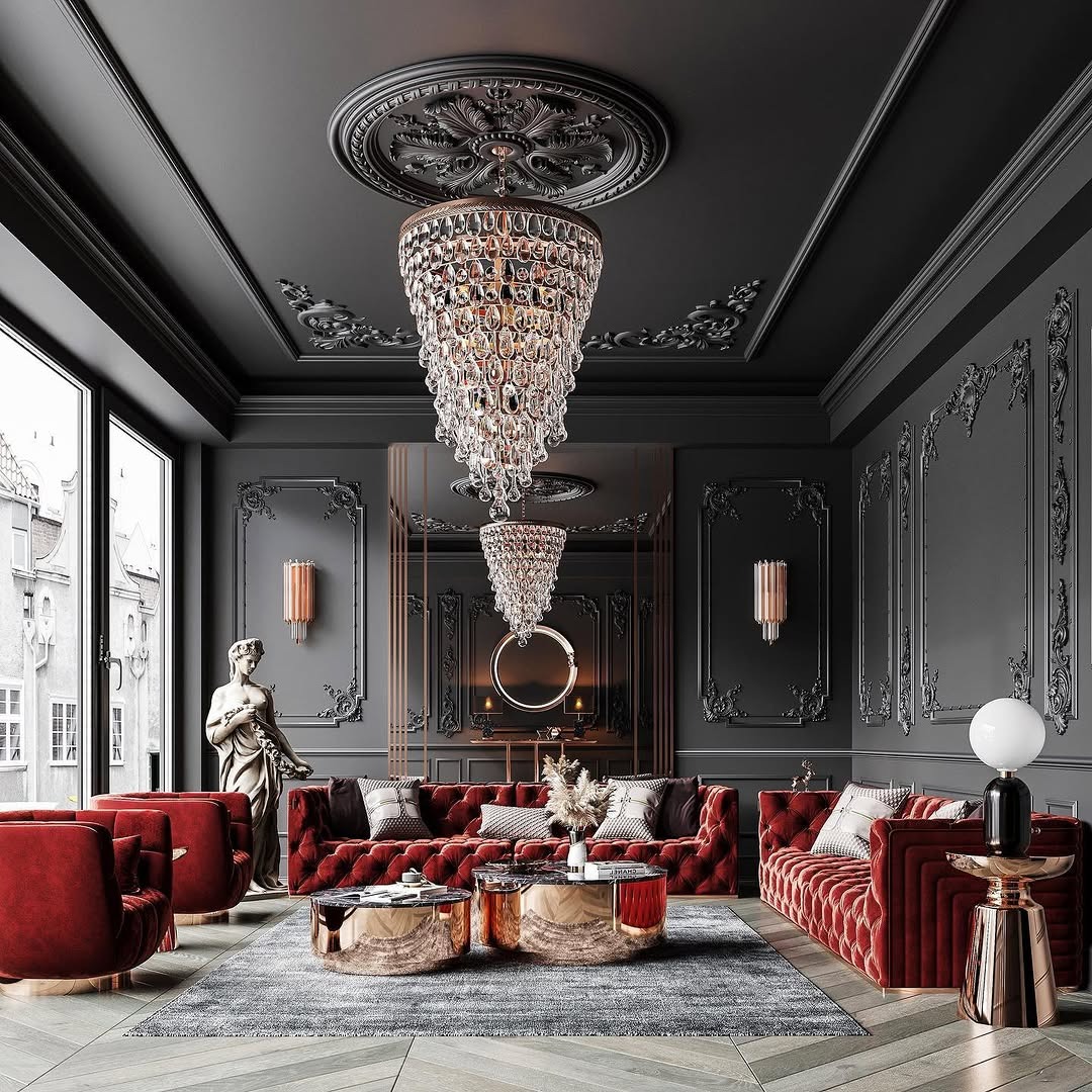 15. Artistic Eclecticism - red and black living room ideas