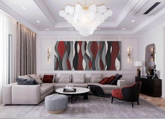 19. Elegant Contrast - red and black living room ideas