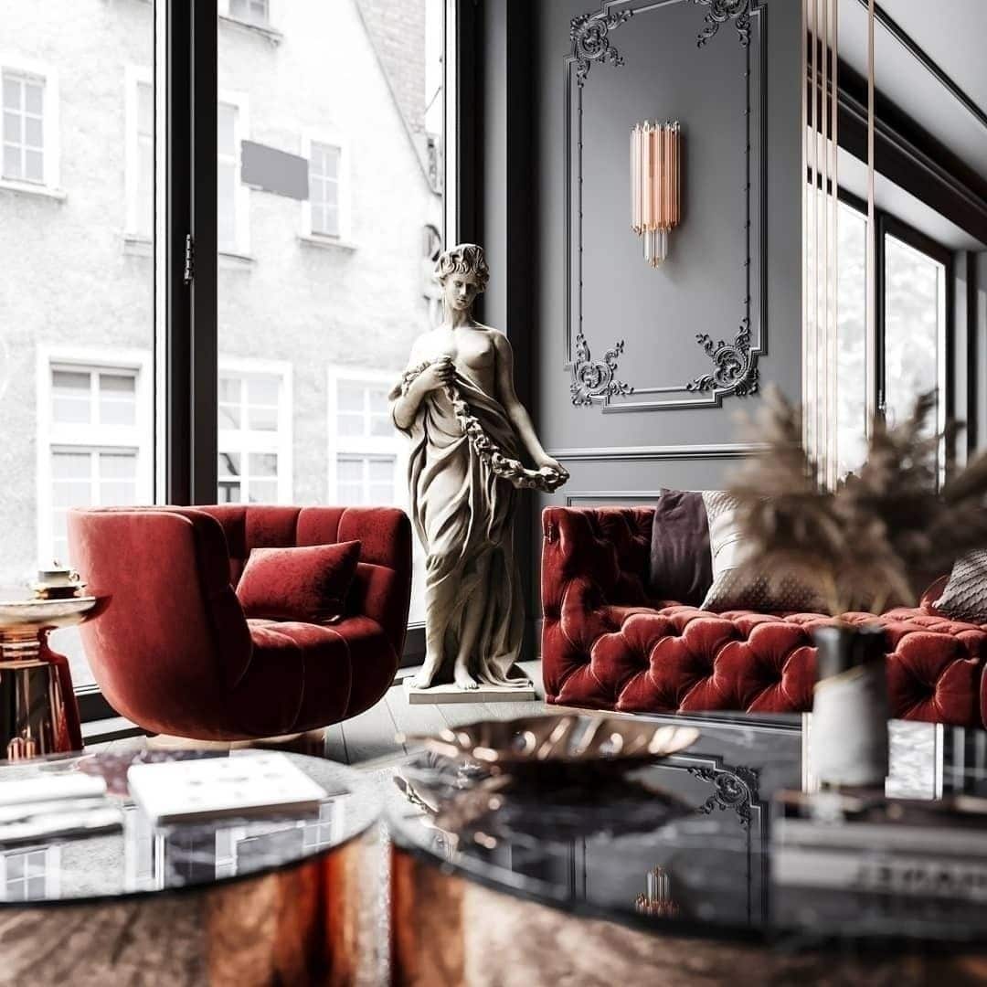 22. Modern Classic Elegance - red and black living room ideas