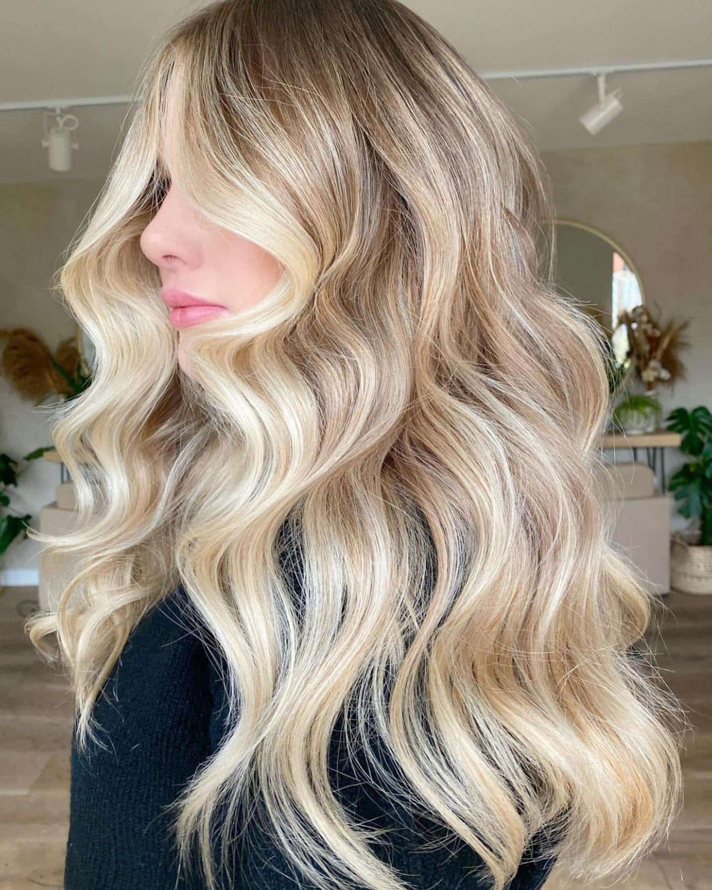 4. Champagne Balayage Glow - Winter Hair Color