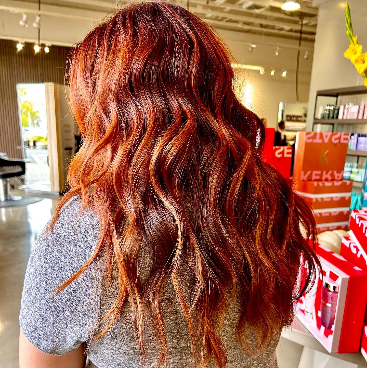 11. Fiery Crimson Layers - Winter Hair Color