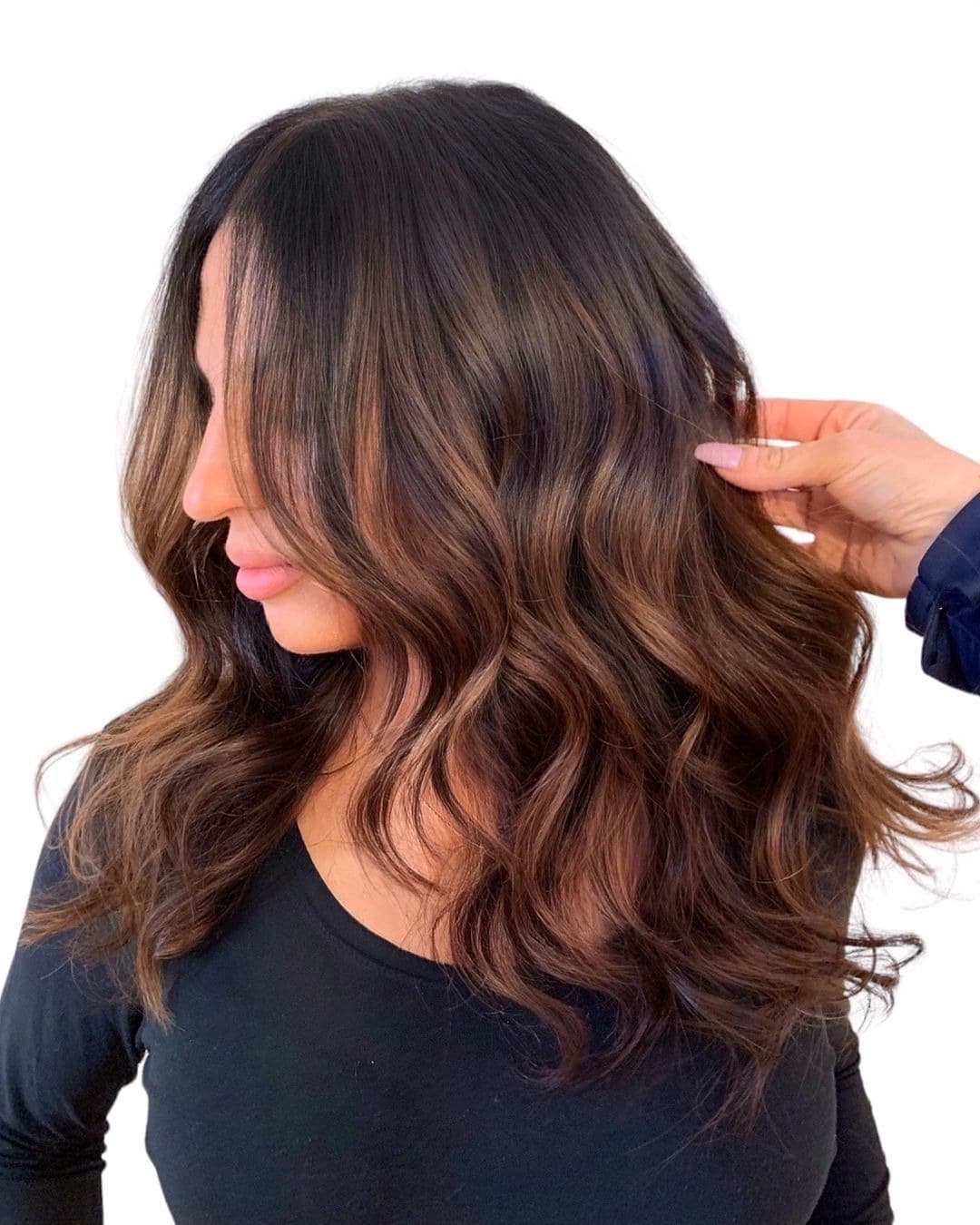 21. Espresso Caramel Waves - Winter Hair Color