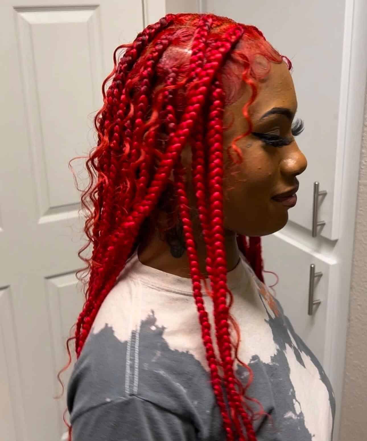 3. Fiery Red Braided Cascade – Long Length - Baddie Hairstyles